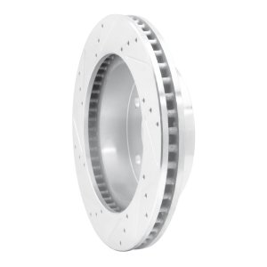 Dodge Ram 1500 Brake Rotor (1) - Front Right - R1 Concepts - Drilled & Slotted - Silver - `00-`01